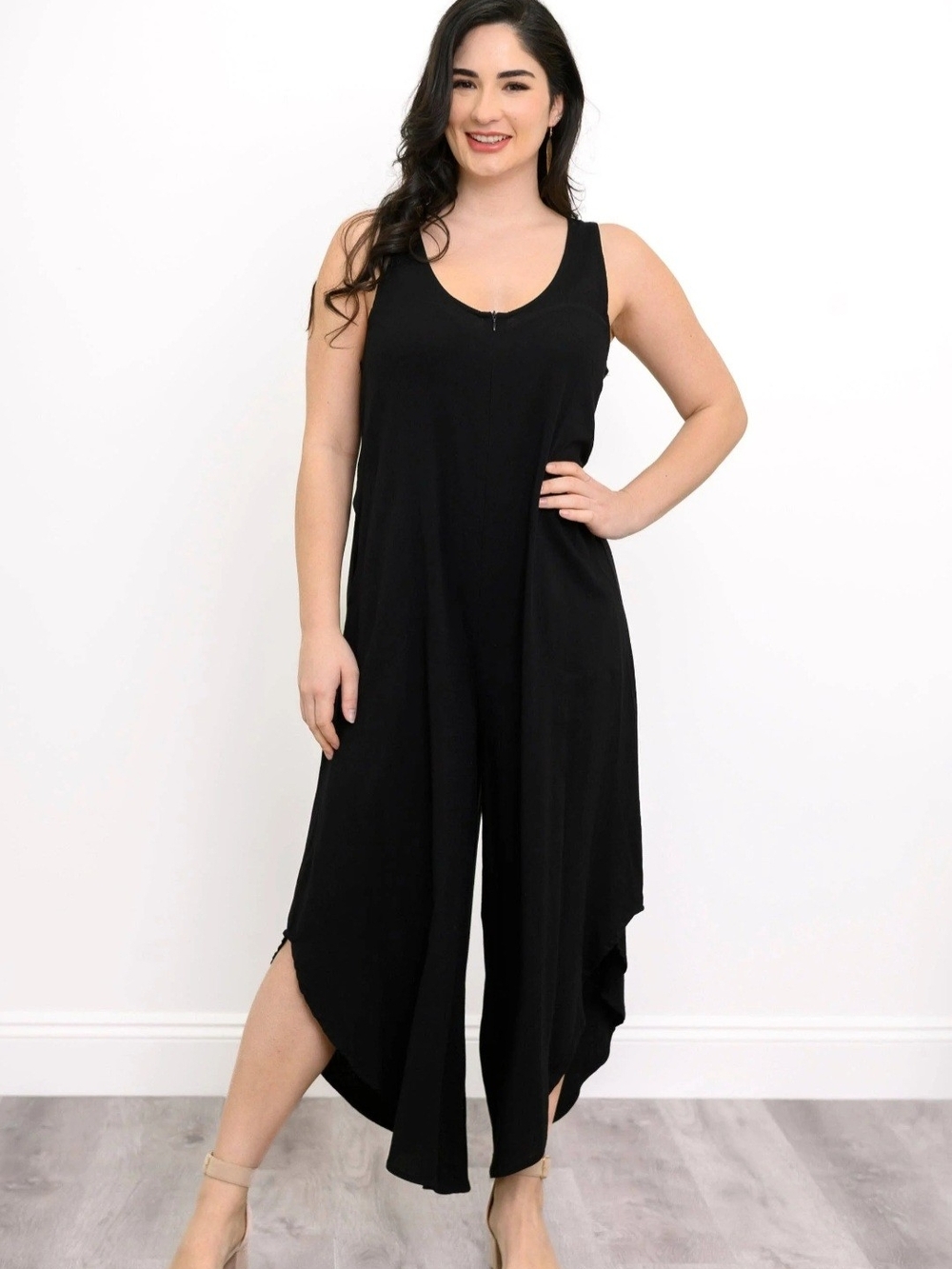 Blue Sky Black Sleeveless Wide-Leg Jumpsuit